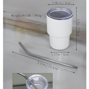 White Mini Tumbler Shot Glass with Straw and Lid